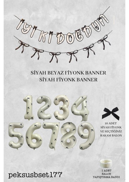 Siyah Fiyonk Konsept Banner ve Yaş Balonlu Doğum Günü Balon Seti fiyatları