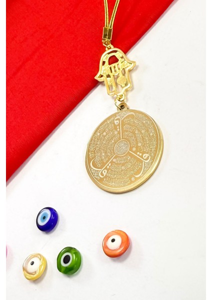 Altın Kaplama Renkli Nazarlı Fatıma Ana Eli Çift Taraflı Ayetel Kürsi, Felak Nas Ihlas Araba Süsü fiyatları