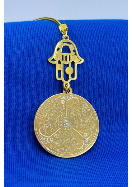 Altın Kaplama Renkli Nazarlı Fatıma Ana Eli Çift Taraflı Ayetel Kürsi, Felak Nas Ihlas Araba Süsü fırsatları