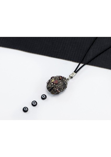 Siyah Parlak Taşlı Kahverengi Doğal Taşlı Araba Dikiz Ayna Süsü, Yeni Araba Hediyesi fiyatları