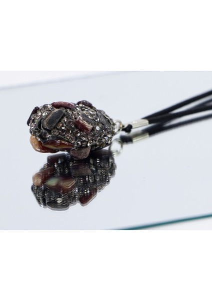 Siyah Parlak Taşlı Kahverengi Doğal Taşlı Araba Dikiz Ayna Süsü, Yeni Araba Hediyesi indirimleri