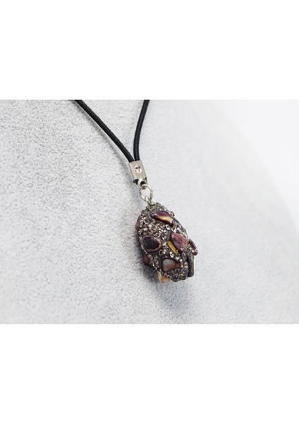 Siyah Parlak Taşlı Kahverengi Doğal Taşlı Araba Dikiz Ayna Süsü, Yeni Araba Hediyesi