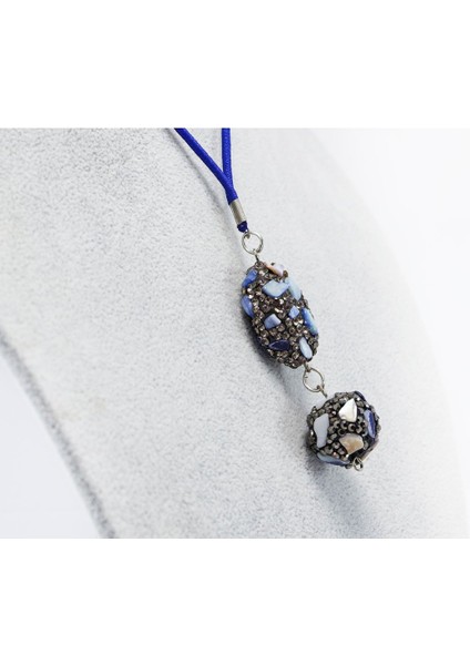 Lacivert Parlak Doğal Taşlı Araba Dikiz Ayna Süsü, Yeni Araba Hediyesi