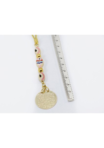 Küçük, Renkli Balık Elips Nazarlı Metal Ayetel Kürsi Araba Dikiz Ayna Süsü, Gold Renkli indirimleri