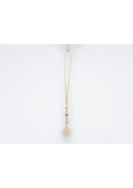 Küçük, Renkli Balık Elips Nazarlı Metal Ayetel Kürsi Araba Dikiz Ayna Süsü, Gold Renkli