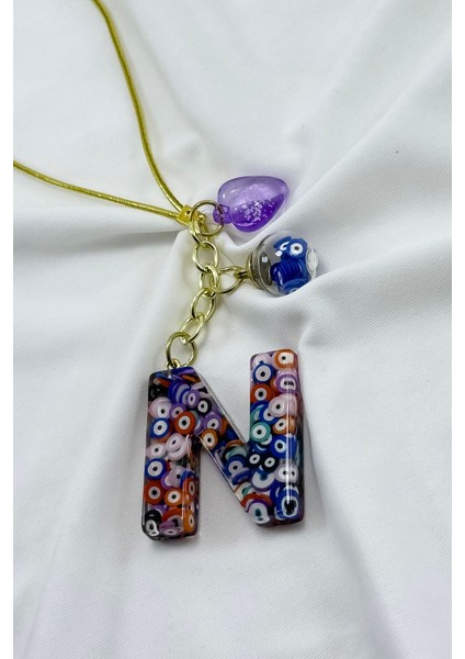 Renkli Nazar Boncuklu N Harfi Araba Dikiz Ayna Süsü, Yeni Araba Hediyesi