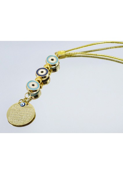 Küçük, Çerçeveli Çiçek Metal Ayetel Kürsi Araba Dikiz Ayna Süsü, Gold Renkli modelleri