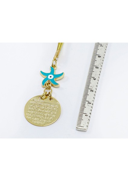 Mavi Deniz Yıldızı Metal Ayetel Kürsi Araba Dikiz Ayna Süsü, Gold Renkli fırsatları