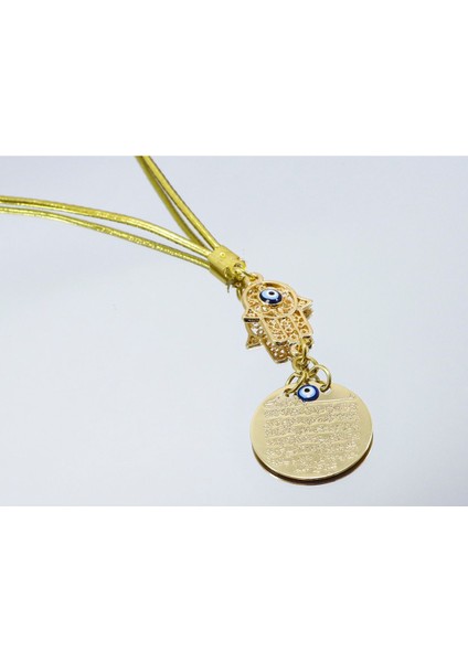 Küçük Hamse Fatıma Ana Eli Metal Ayetel Kürsi Araba Dikiz Ayna Süsü, Gold Renkli fiyatları