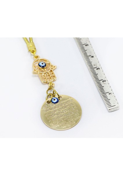 Küçük Hamse Fatıma Ana Eli Metal Ayetel Kürsi Araba Dikiz Ayna Süsü, Gold Renkli fırsatları