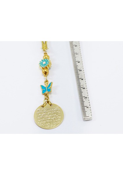 Küçük Çiçekli Kelebek Metal Ayetel Kürsi Araba Dikiz Ayna Süsü, Gold Renkli fırsatları