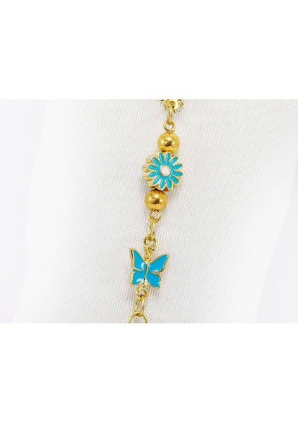 Küçük Çiçekli Kelebek Metal Ayetel Kürsi Araba Dikiz Ayna Süsü, Gold Renkli indirimleri