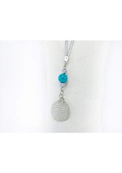 Küçük Kalpli Turkuaz Doğal Taşlı Metal Ayetel Kürsi Araba Dikiz Ayna Süsü, Gümüş Renkli fırsatları