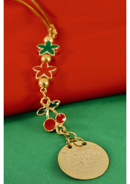 Küçük Lotus Çiçekli Kiraz Metal Ayetel Kürsi Araba Dikiz Ayna Süsü, Gold Renkli