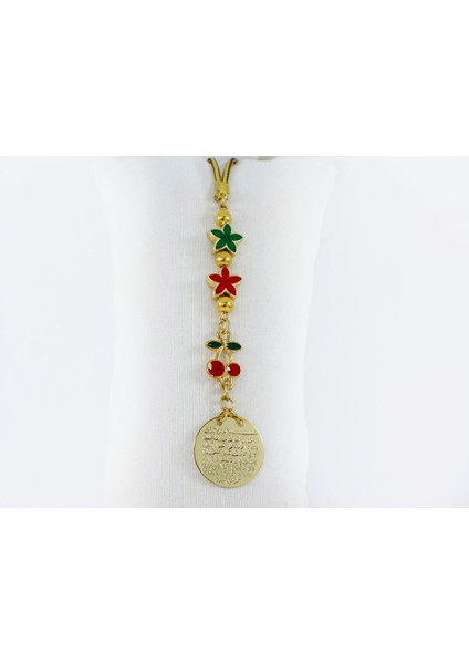 Küçük Lotus Çiçekli Kiraz Metal Ayetel Kürsi Araba Dikiz Ayna Süsü, Gold Renkli fiyatları