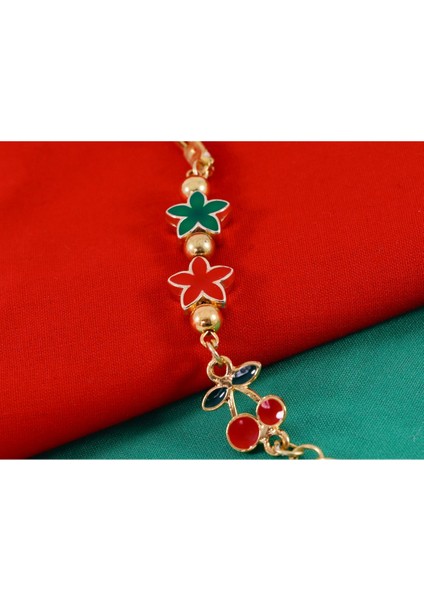 Küçük Lotus Çiçekli Kiraz Metal Ayetel Kürsi Araba Dikiz Ayna Süsü, Gold Renkli