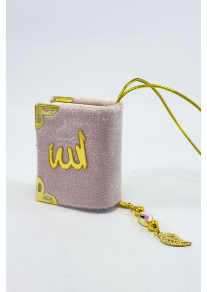 El Yapımı Cam Nazar Boncuklu Toz Pembe Kadife Mini Kur' An-I Kerim Araba Dikiz Ayna Süsü fiyatları