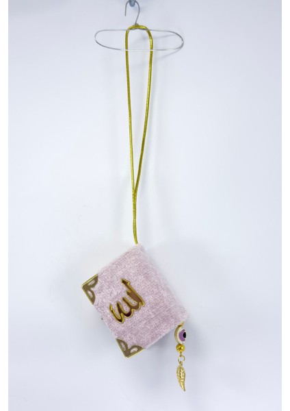 El Yapımı Cam Nazar Boncuklu Toz Pembe Kadife Mini Kur' An-I Kerim Araba Dikiz Ayna Süsü fırsatları