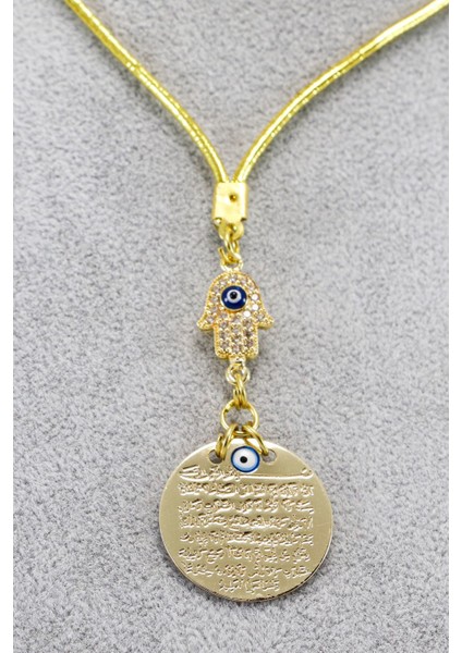 Küçük Parlak Taşlı Nazarlı Hamse Metal Ayetel Kürsi Araba Dikiz Ayna Süsü, Gold Renkli fiyatları