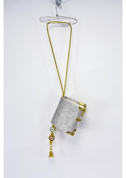 El Yapımı Cam Nazar Boncuklu Gümüş Renk Kadife Mini Kur' An-I Kerim Araba Dikiz Ayna Süsü indirimleri