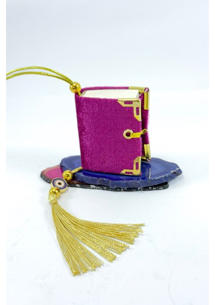 El Yapımı Cam Nazar Boncuklu Mor Kadife Mini Kur' An-I Kerim Araba Dikiz Ayna Süsü fiyatları