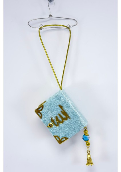 El Yapımı Cam Nazar Boncuklu Mavi Kadife Mini Kur' An-I Kerim Araba Dikiz Ayna Süsü fırsatları