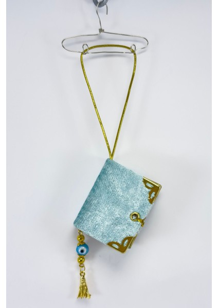 El Yapımı Cam Nazar Boncuklu Mavi Kadife Mini Kur' An-I Kerim Araba Dikiz Ayna Süsü indirimleri