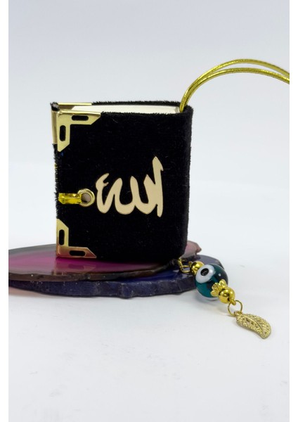 El Yapımı Cam Nazar Boncuklu Siyah Kadife Mini Kur' An-I Kerim Araba Dikiz Ayna Süsü fiyatları