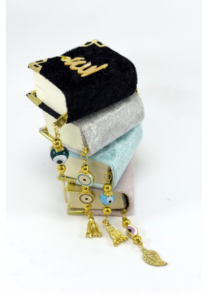 El Yapımı Cam Nazar Boncuklu Siyah Kadife Mini Kur' An-I Kerim Araba Dikiz Ayna Süsü indirimleri