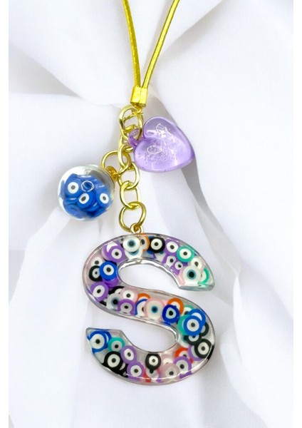 Renkli Nazar Boncuklu S Harfi Araba Dikiz Ayna Süsü, Yeni Araba Hediyesi