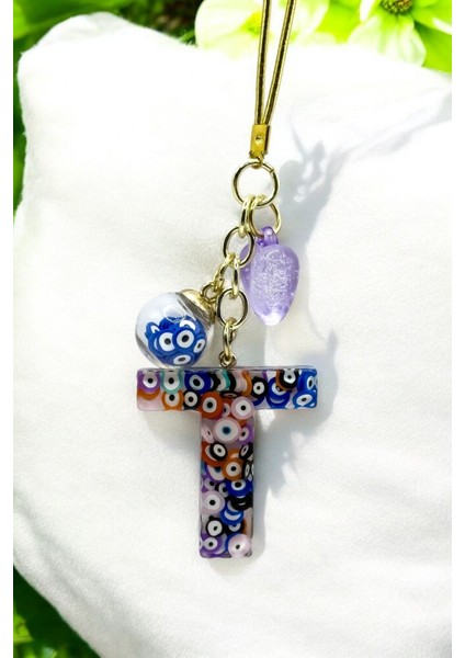 Renkli Nazar Boncuklu T Harfi Araba Dikiz Ayna Süsü, Yeni Araba Hediyesi