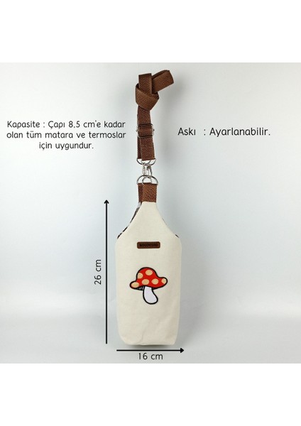 1 Litrelik El Yapımı U Model Mantar Desen Matara Kılıfı