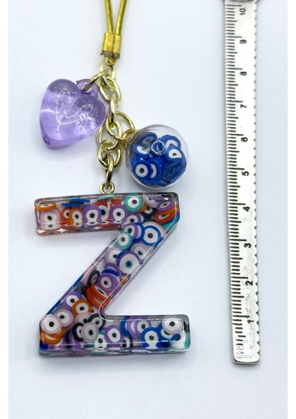 Renkli Nazar Boncuklu Z Harfi Araba Dikiz Ayna Süsü, El Yapımı Hediyelik Çanta Süsü modelleri