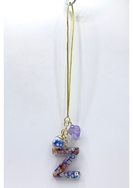 Renkli Nazar Boncuklu Z Harfi Araba Dikiz Ayna Süsü, El Yapımı Hediyelik Çanta Süsü indirimleri