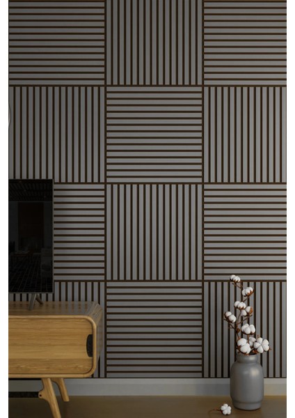 Mini Eko Akustik Ahşap Panel Antrasit Gri - 60X60CM fiyatları