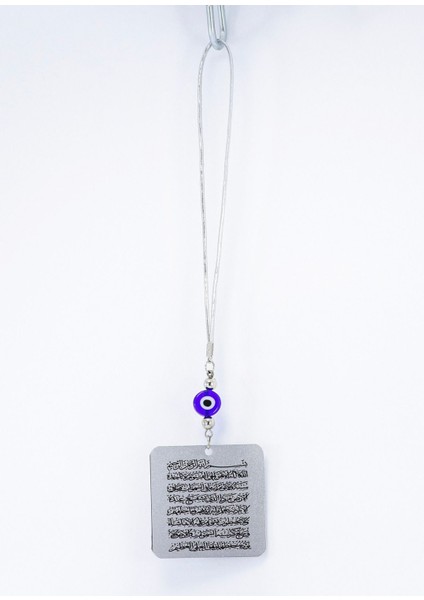 Yassı Nazar Boncuklu Çift Taraflı Metal Üzerine Uv Baskı Ayetel Kürsi Araba Dikiz Ayna Süsü fırsatları