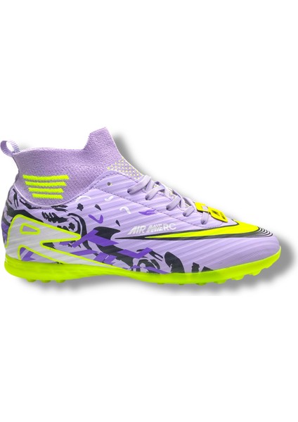 Çoraplı Halısaha Ayakkabı Lila Sarı Desenli modelleri