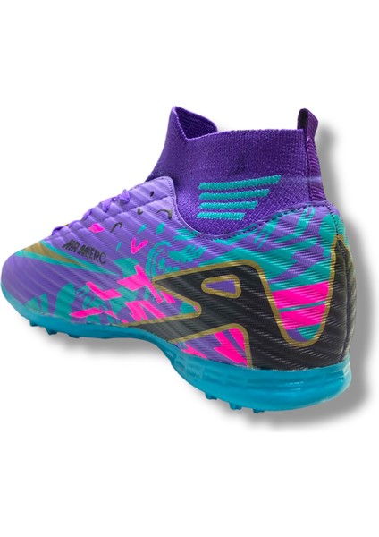 Çoraplı Halısaha Ayakkabı Mor Turkuaz Desenli fırsatları