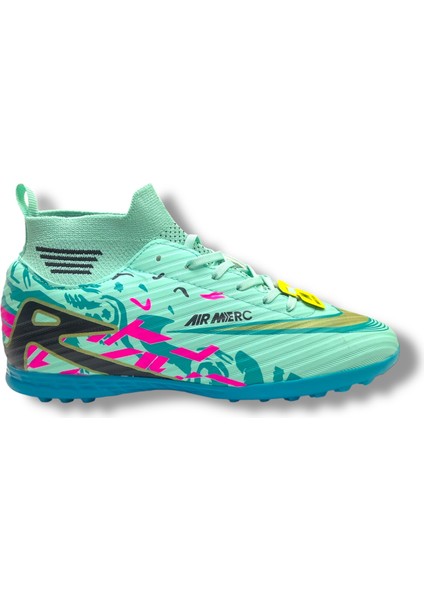 Çoraplı Halısaha Ayakkabı Su Yeşili Turkuaz Desenli modelleri