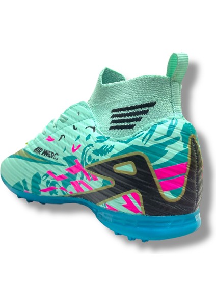 Çoraplı Halısaha Ayakkabı Su Yeşili Turkuaz Desenli fırsatları