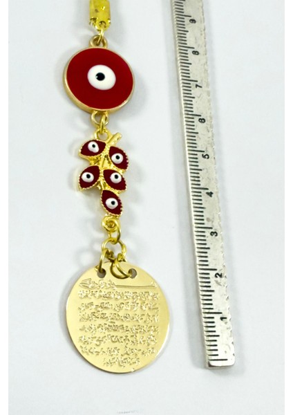 Kırmızı Nazarlı Salkım Metal Ayetel Kürsi Araba Dikiz Ayna Süsü, Yeni Araba Hediyesi modelleri