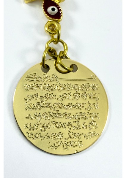 Kırmızı Nazarlı Salkım Metal Ayetel Kürsi Araba Dikiz Ayna Süsü, Yeni Araba Hediyesi indirimleri