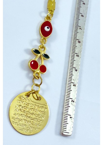 Kirazlı Çerçeve Kırmızı Nazarlı Metal Ayetel Kürsi Araba Dikiz Ayna Süsü, Yeni Araba Hediyesi modelleri