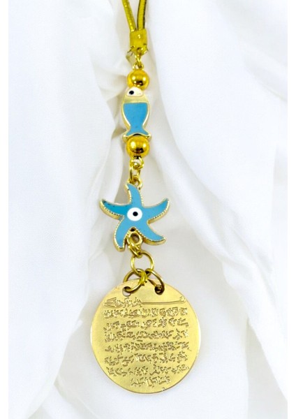 Balık Deniz Yıldızı Metal Ayetel Kürsi Araba Dikiz Ayna Süsü, Yeni Araba Hediyesi