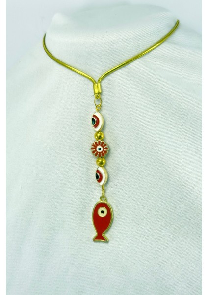 Kırmızı Çerçeveli Nazar Çiçekli Metal Balık Araba Dikiz Ayna Süsü fırsatları