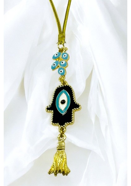 Mavi Nazarlı Salkım Hamse Araba Dikiz Ayna Süsü, Fatıma Ana Eli Yeni Araba Hediyesi