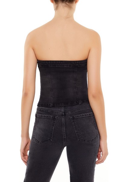 Denim Straplez Yaka Büstiyer