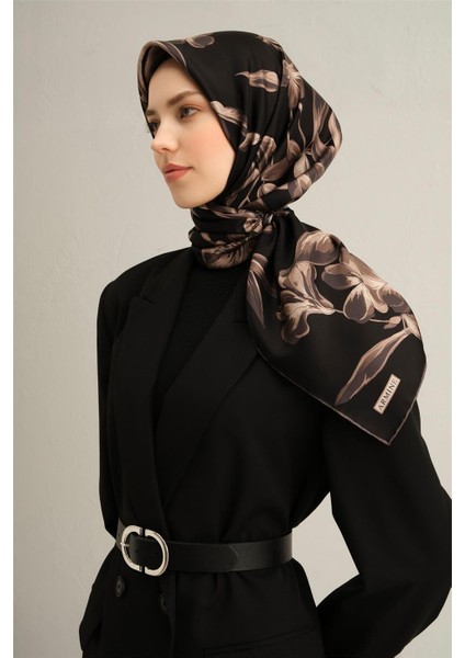 Çiçek Desenli Saf Ipek Sura Eşarp 9304 - 85