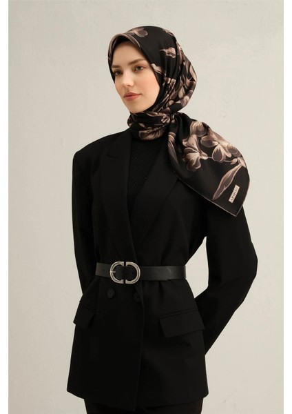 Çiçek Desenli Saf Ipek Sura Eşarp 9304 - 85