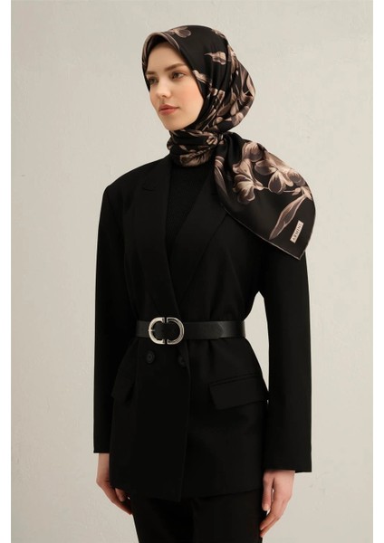 Çiçek Desenli Saf Ipek Sura Eşarp 9304 - 85